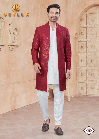 Wedding Collection Vol 36 With Jacket Outluk Pure Silk Mens Kurta Pajama Exporter