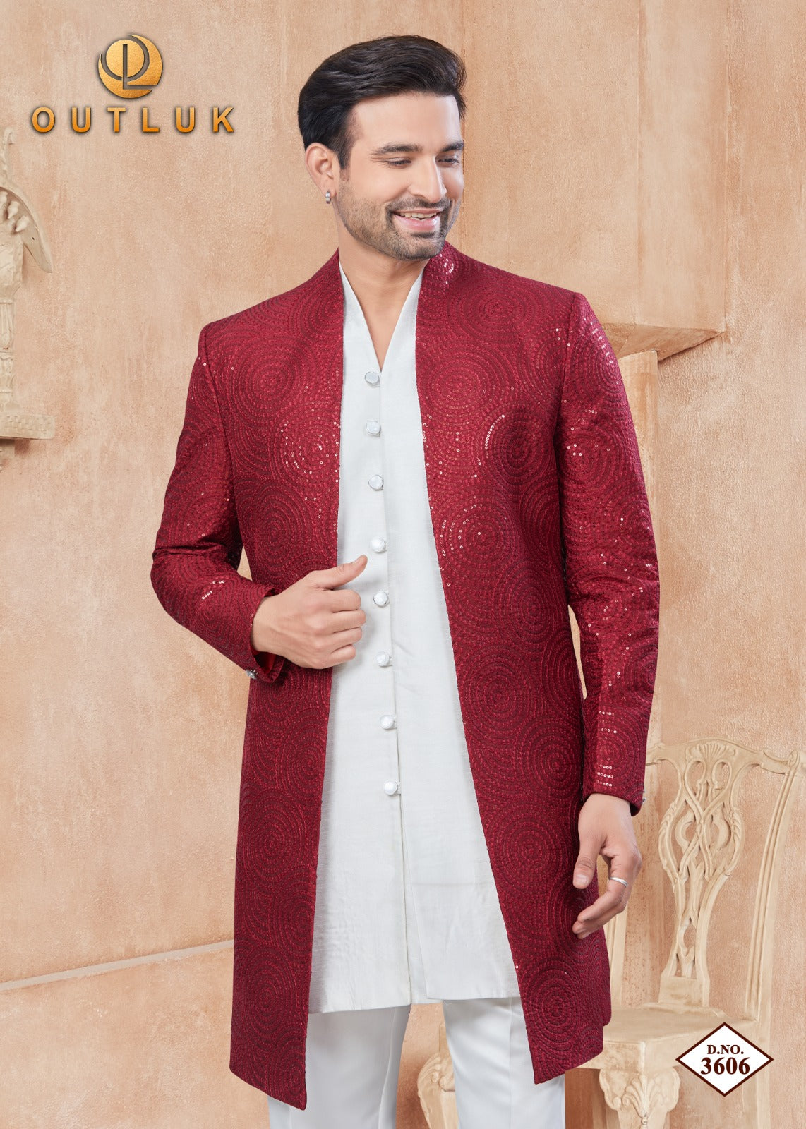 Wedding Collection Vol 36 With Jacket Outluk Pure Silk Mens Kurta Pajama Exporter