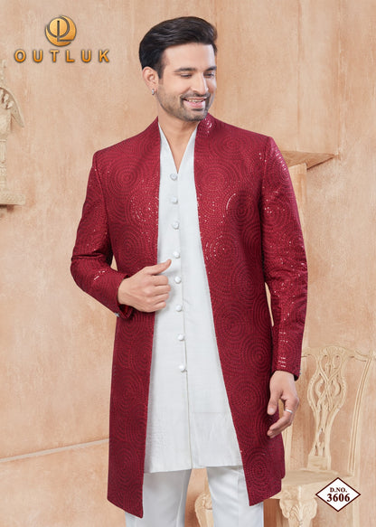 Wedding Collection Vol 36 With Jacket Outluk Pure Silk Mens Kurta Pajama Exporter