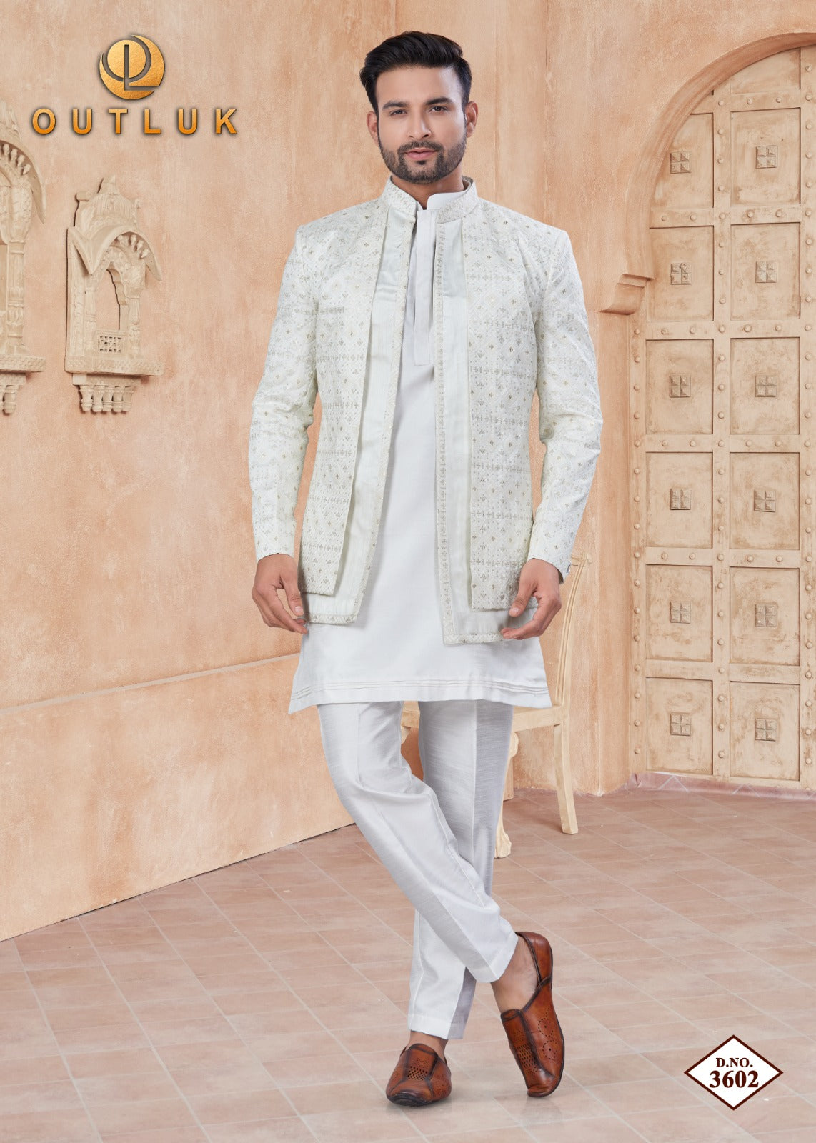 Wedding Collection Vol 36 With Jacket Outluk Pure Silk Mens Kurta Pajama Exporter