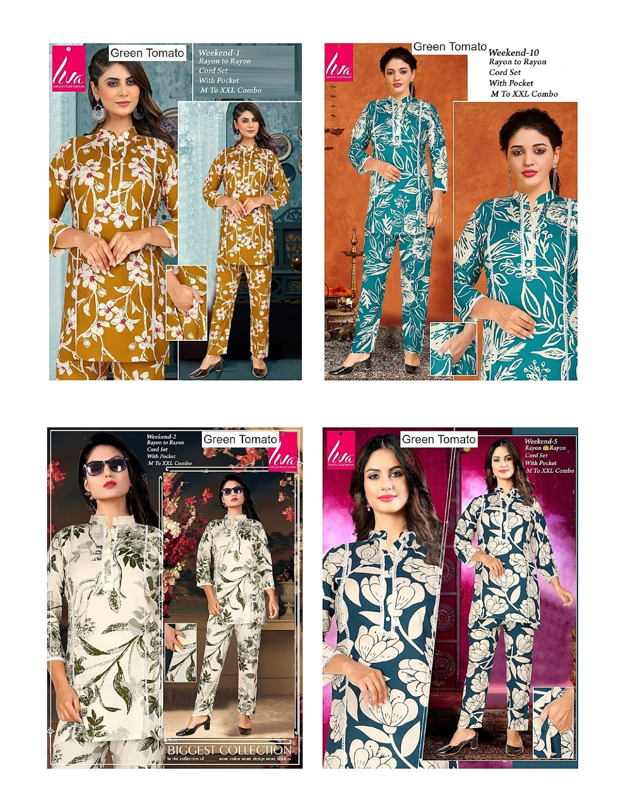 Weekend Green Tomato Liva Rayon Co Ord Set Supplier