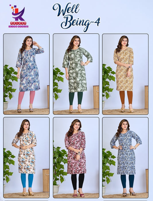 Well Being 4 Mlm Kalash Lifestyle Heavy Popcorn Long Straight Kurti Supplier