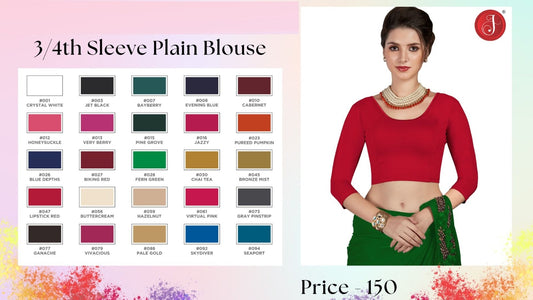 Three Fourth Sleeve Plain Jisha Blouse Exporter