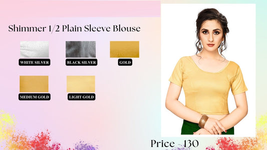 Shimmer Half Plain Sleeve Jisha Blouse Supplier India