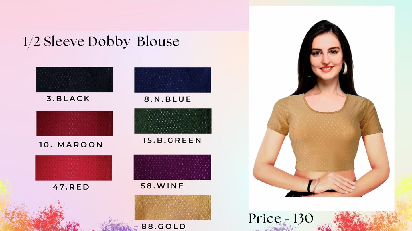 Half Sleeve Dobby Jisha Blouse Exporter Gujarat