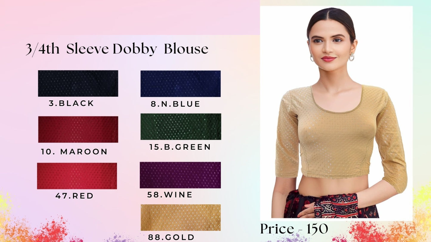 Three Fourth Sleeve Dobby Jisha Blouse Wholesaler Gujarat