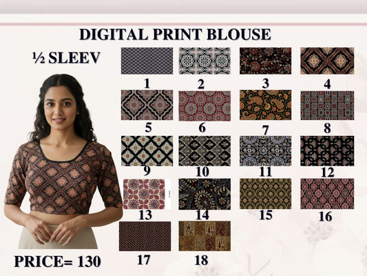 Half Sleeve Digital Print Jisha Blouse Wholesaler