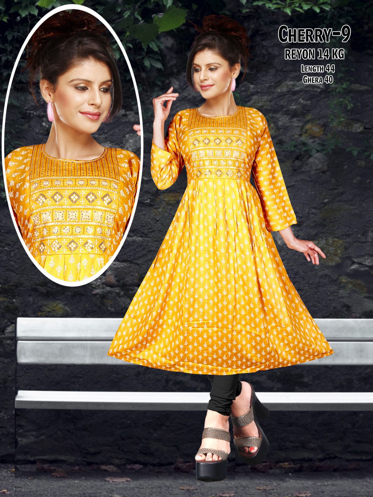 New Cherry 1308 Ayg Rayon 14Kg Anarkali Kurtis Manufacturer Gujarat