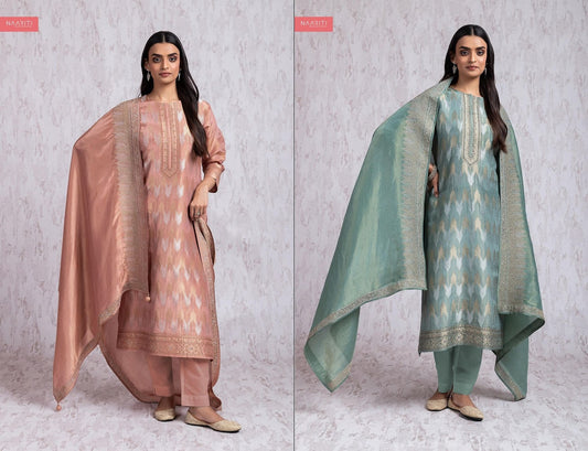 Yaami Naariti Silk Jacquard Pant Style Suits Manufacturer Ahmedabad