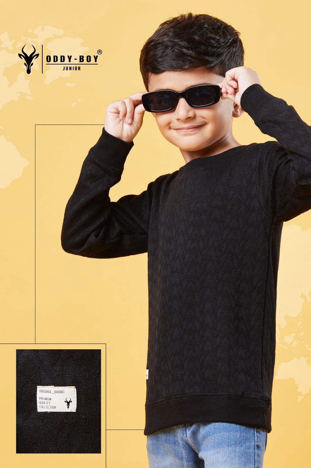 Full Sleeves Obj 152 Ab Oddy Boy Jacquard Boys Tshirt Supplier India