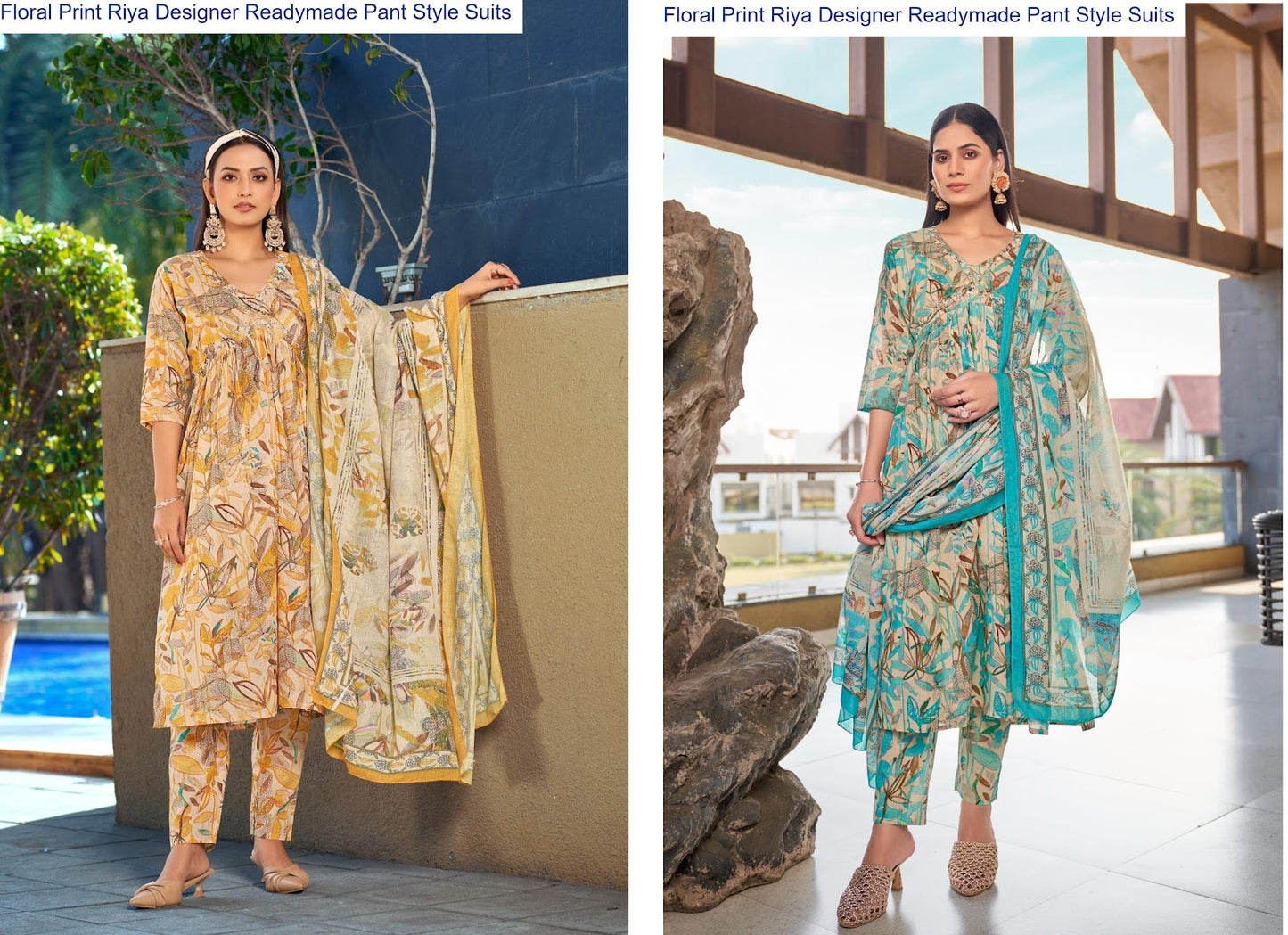 Floral Print Riya Designer Cotton Readymade Pant Style Suits Manufacturer