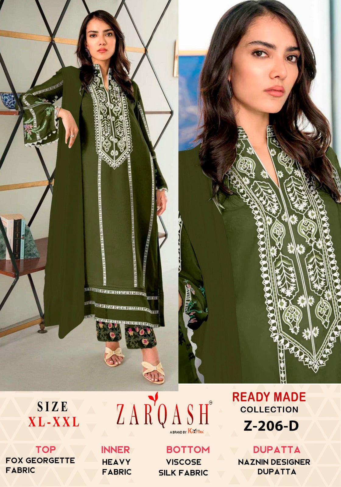 Z-206Def Zarqash Fox Georgette Pakistani Readymade Suits Wholesaler Ahmedabad