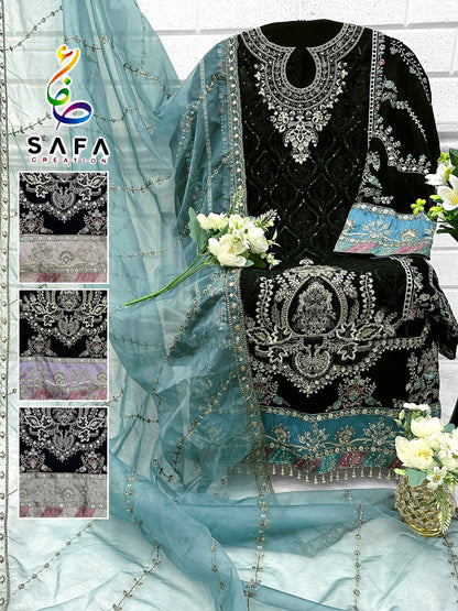 1019Abcd Safa Creation Georgette Pakistani Salwar Suits Wholesaler Ahmedabad