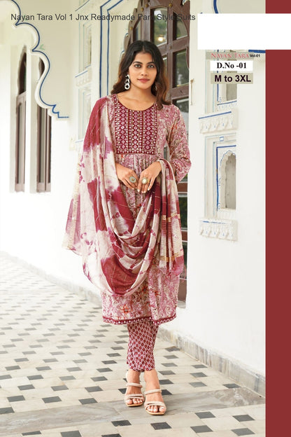 Nayan Tara Vol 1 Jnx Rayon Foil Readymade Pant Style Suits Wholesale Price