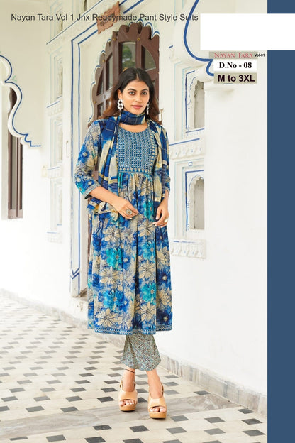 Nayan Tara Vol 1 Jnx Rayon Foil Readymade Pant Style Suits Wholesale Price