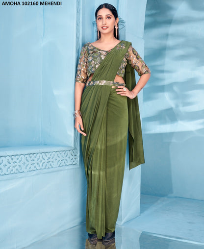 102160 Amoha Lycra Ready To Wear Saree Manufacturer India