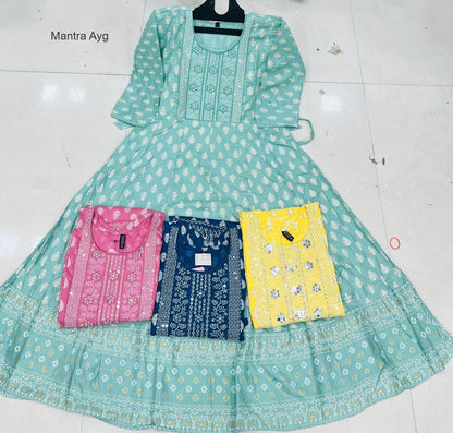 Mantra Ayg Rayon Slub Anarkali Kurtis Wholesale
