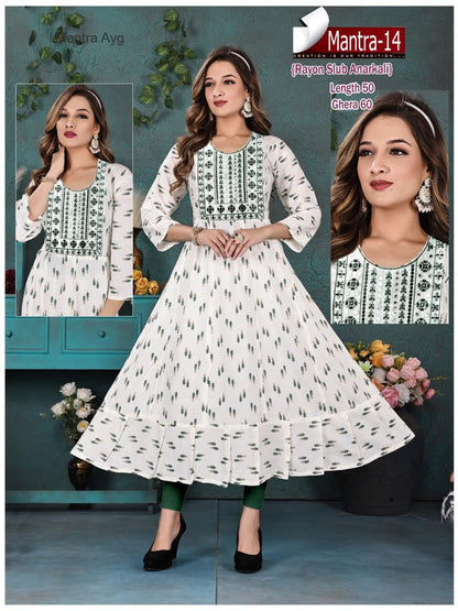 Mantra Ayg Rayon Slub Anarkali Kurtis Wholesale