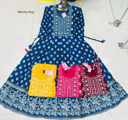 Mantra Ayg Rayon Slub Anarkali Kurtis Wholesale