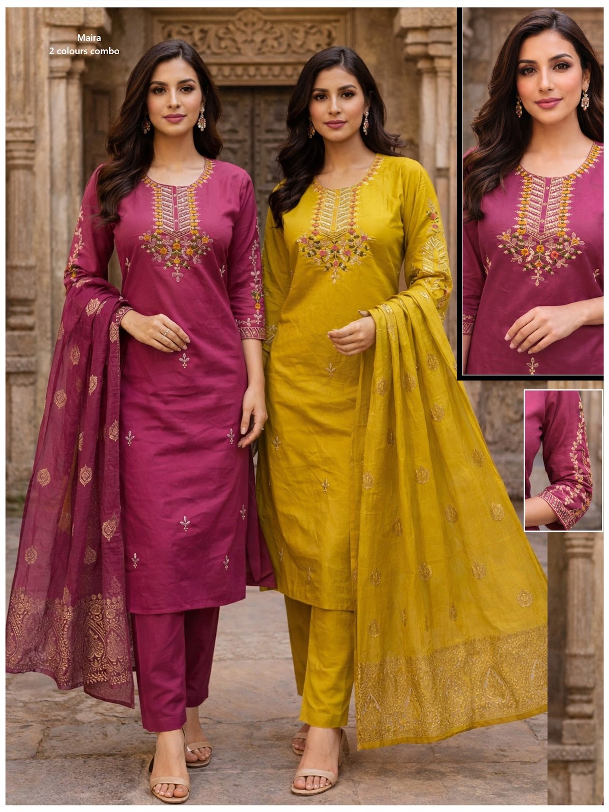 Combo 2801 Maira Roman Silk Readymade Pant Style Suits Supplier Ahmedabad