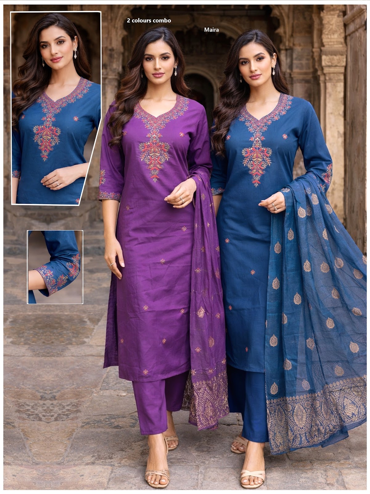 Combo 2801 Maira Roman Silk Readymade Pant Style Suits Supplier Ahmedabad