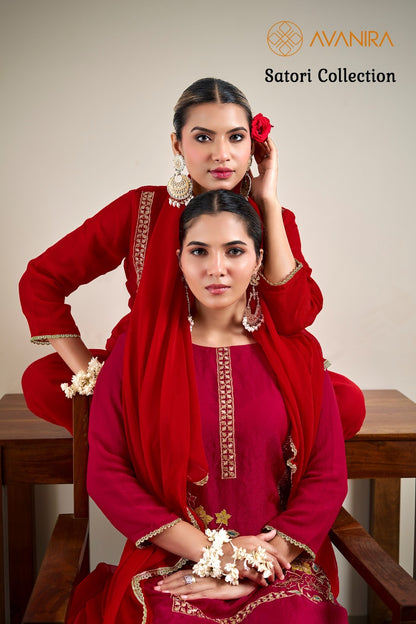 Satori Collection Avanira Moss Readymade Plazzo Style Suits Exporter India
