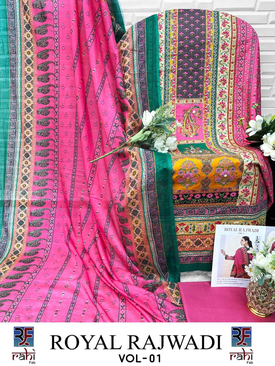 Royal Rajwadi Vol 1 Rahi Fab Cotton Lawn Open Picture Karachi Salwar Suits Exporter