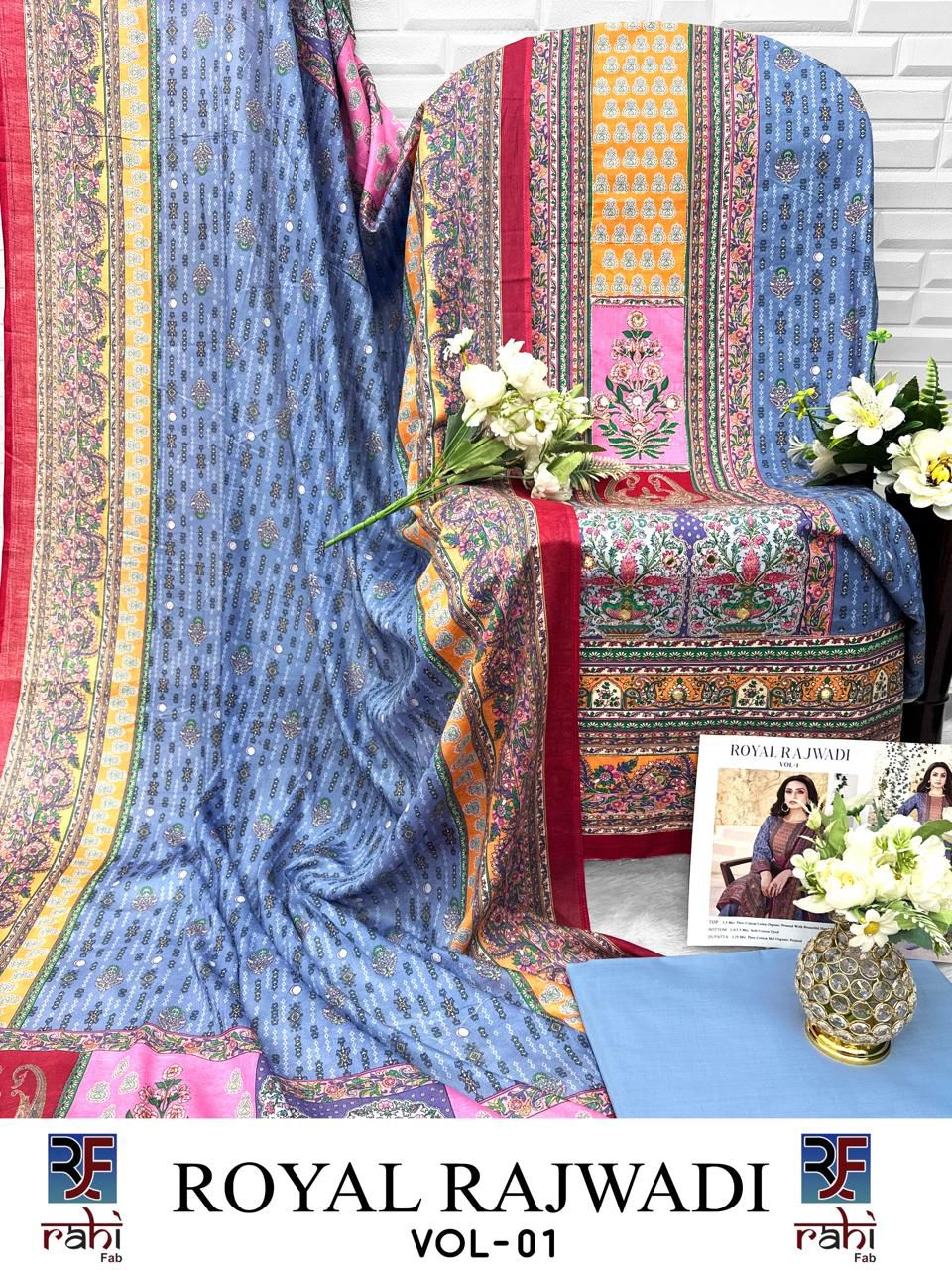 Royal Rajwadi Vol 1 Rahi Fab Cotton Lawn Open Picture Karachi Salwar Suits Exporter