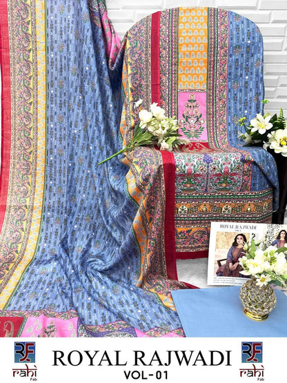 Royal Rajwadi Vol 1 Rahi Fab Cotton Lawn Open Picture Karachi Salwar Suits Exporter
