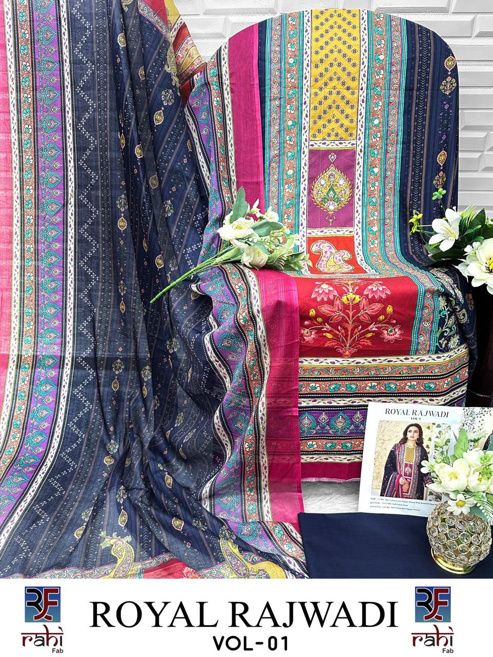 Royal Rajwadi Vol 1 Rahi Fab Cotton Lawn Open Picture Karachi Salwar Suits Exporter