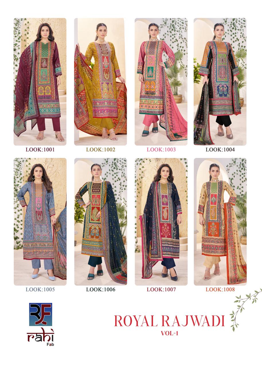 Royal Rajwadi Vol 1 Rahi Fab Cotton Lawn Open Picture Karachi Salwar Suits Exporter