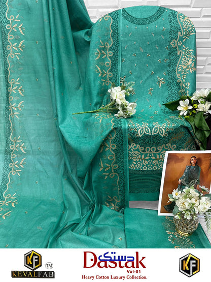 Dastak Vol 1 Keval Fab Cotton Open Photo Karachi Salwar Suits Manufacturer Ahmedabad