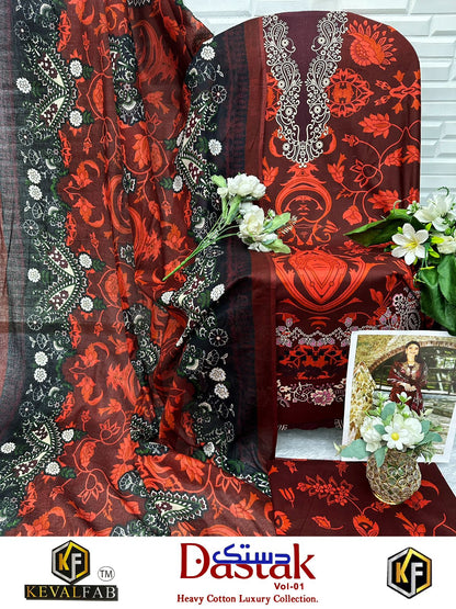 Dastak Vol 1 Keval Fab Cotton Open Photo Karachi Salwar Suits Manufacturer Ahmedabad