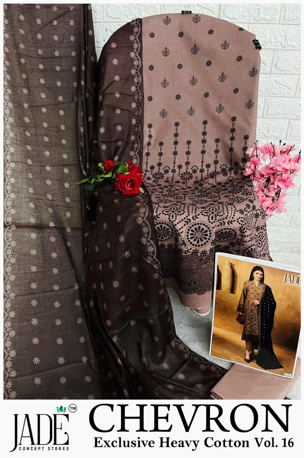 Chevron Vol 16 Exclusive Heavy Cotton Jade Open Photo Karachi Salwar Suits Manufacturer Gujarat