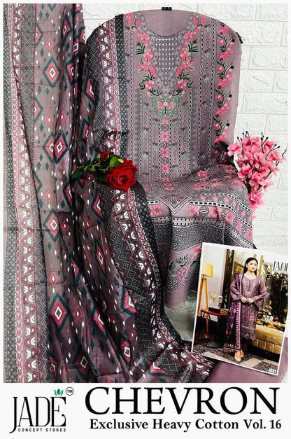 Chevron Vol 16 Exclusive Heavy Cotton Jade Open Photo Karachi Salwar Suits Manufacturer Gujarat