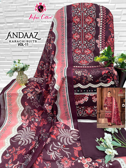 Andaaz Vol 11 Nafisa Cotton Open Images Karachi Salwar Suits Exporter