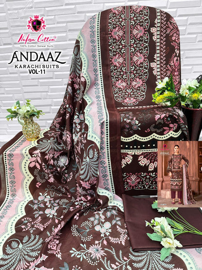 Andaaz Vol 11 Nafisa Cotton Open Images Karachi Salwar Suits Exporter
