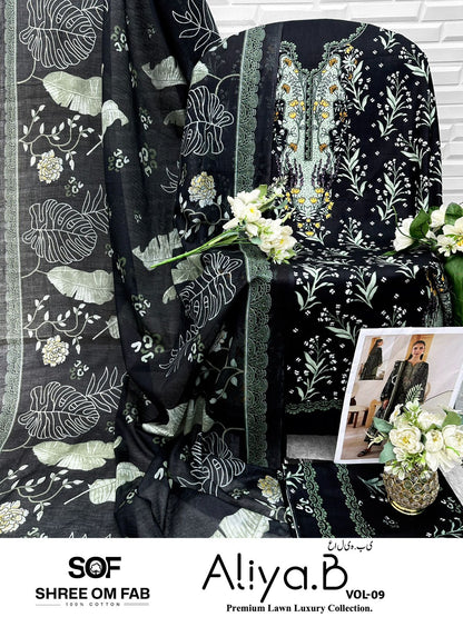 Aliya B Vol 9 Shree Om Lawn Open pic Karachi Salwar Suits Wholesale Price