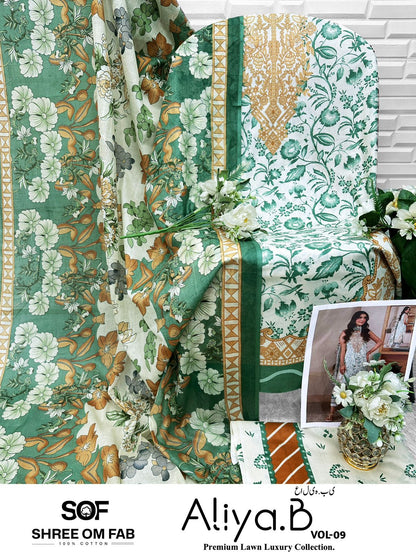 Aliya B Vol 9 Shree Om Lawn Open pic Karachi Salwar Suits Wholesale Price