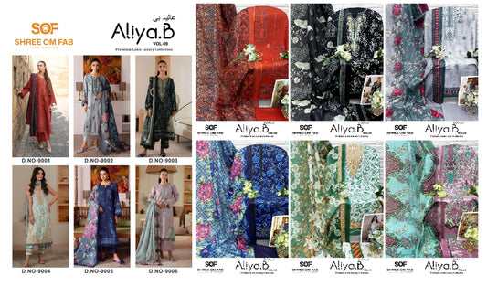 Aliya B Vol 9 Shree Om Lawn Open pic Karachi Salwar Suits Wholesale Price