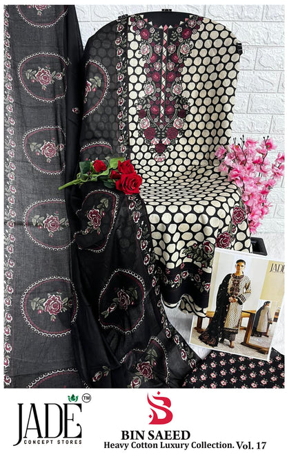 Bin Saeed Vol 17 Jade Lawn Cotton Open pic Karachi Salwar Suits Wholesaler India