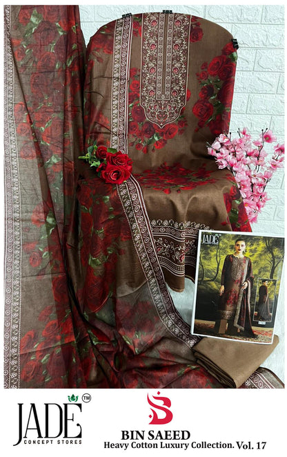 Bin Saeed Vol 17 Jade Lawn Cotton Open pic Karachi Salwar Suits Wholesaler India