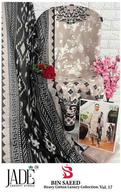 Bin Saeed Vol 17 Jade Lawn Cotton Open pic Karachi Salwar Suits Wholesaler India