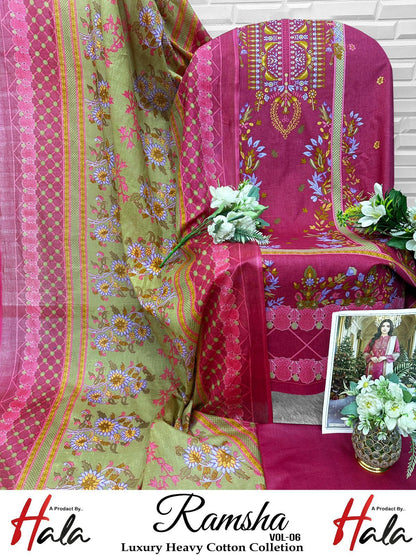 Ramsha Vol 6 Luxury Cotton Collection Open Photos Hala Karachi Salwar Suits Supplier India