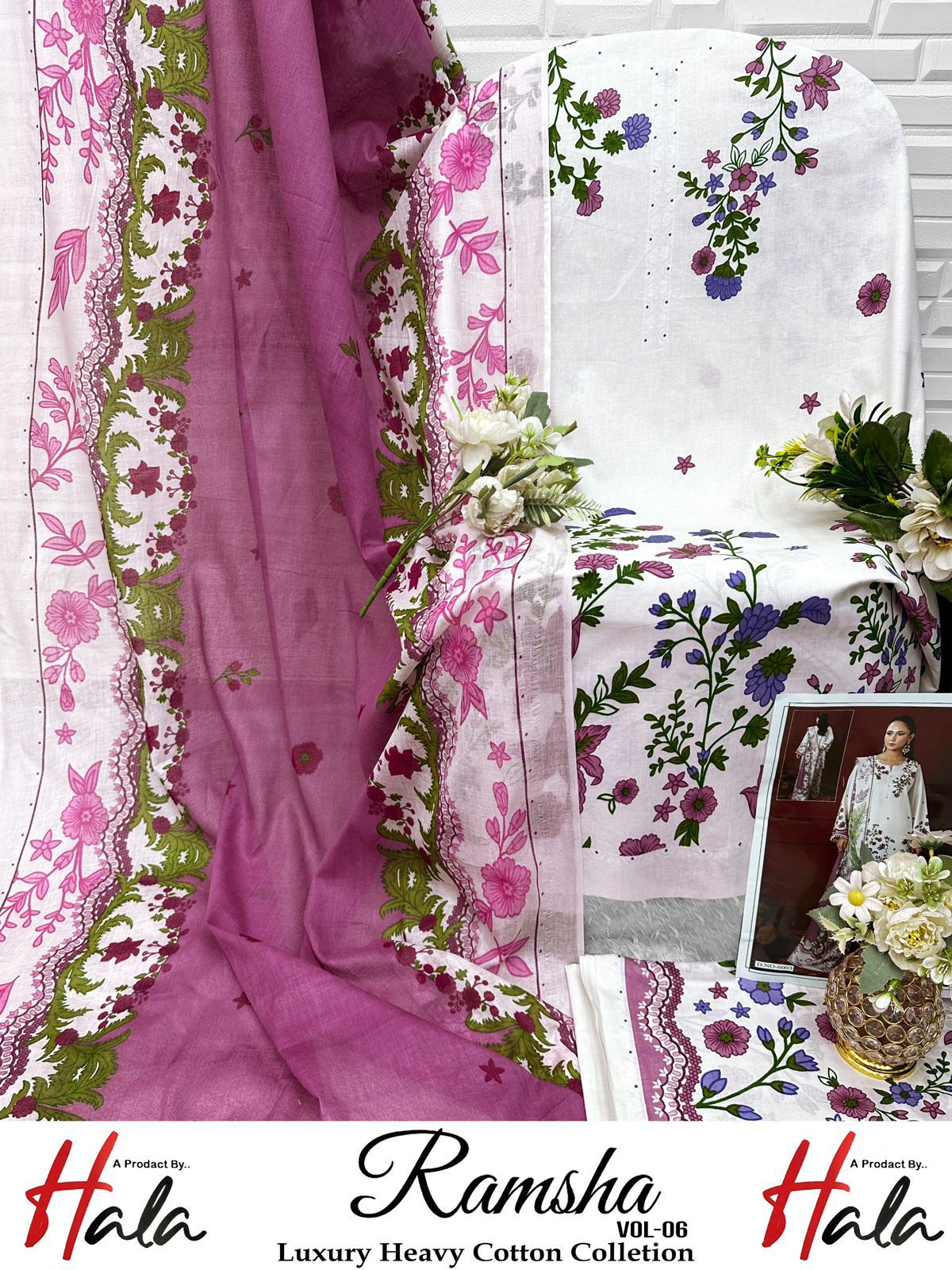 Ramsha Vol 6 Luxury Cotton Collection Open Photos Hala Karachi Salwar Suits Supplier India