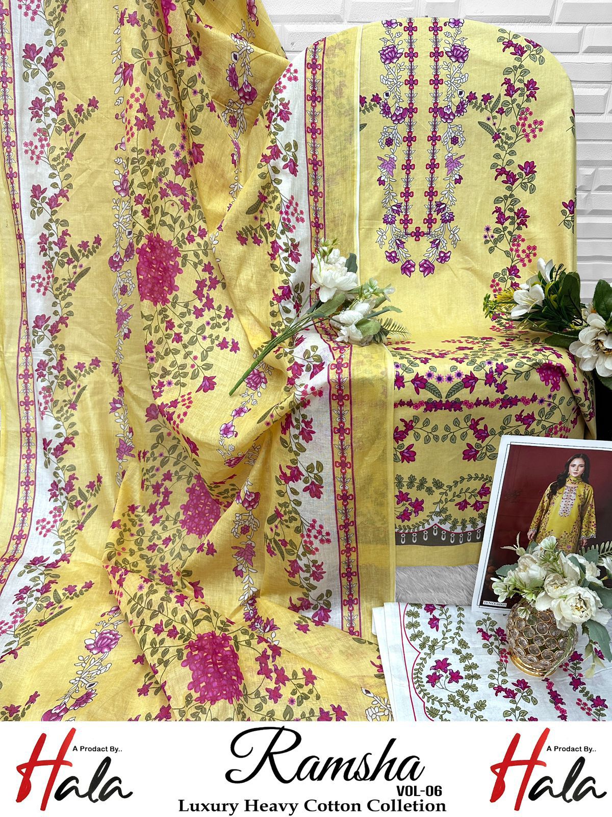 Ramsha Vol 6 Luxury Cotton Collection Open Photos Hala Karachi Salwar Suits Supplier India