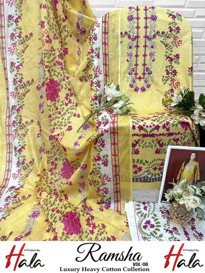Ramsha Vol 6 Luxury Cotton Collection Open Photos Hala Karachi Salwar Suits Supplier India