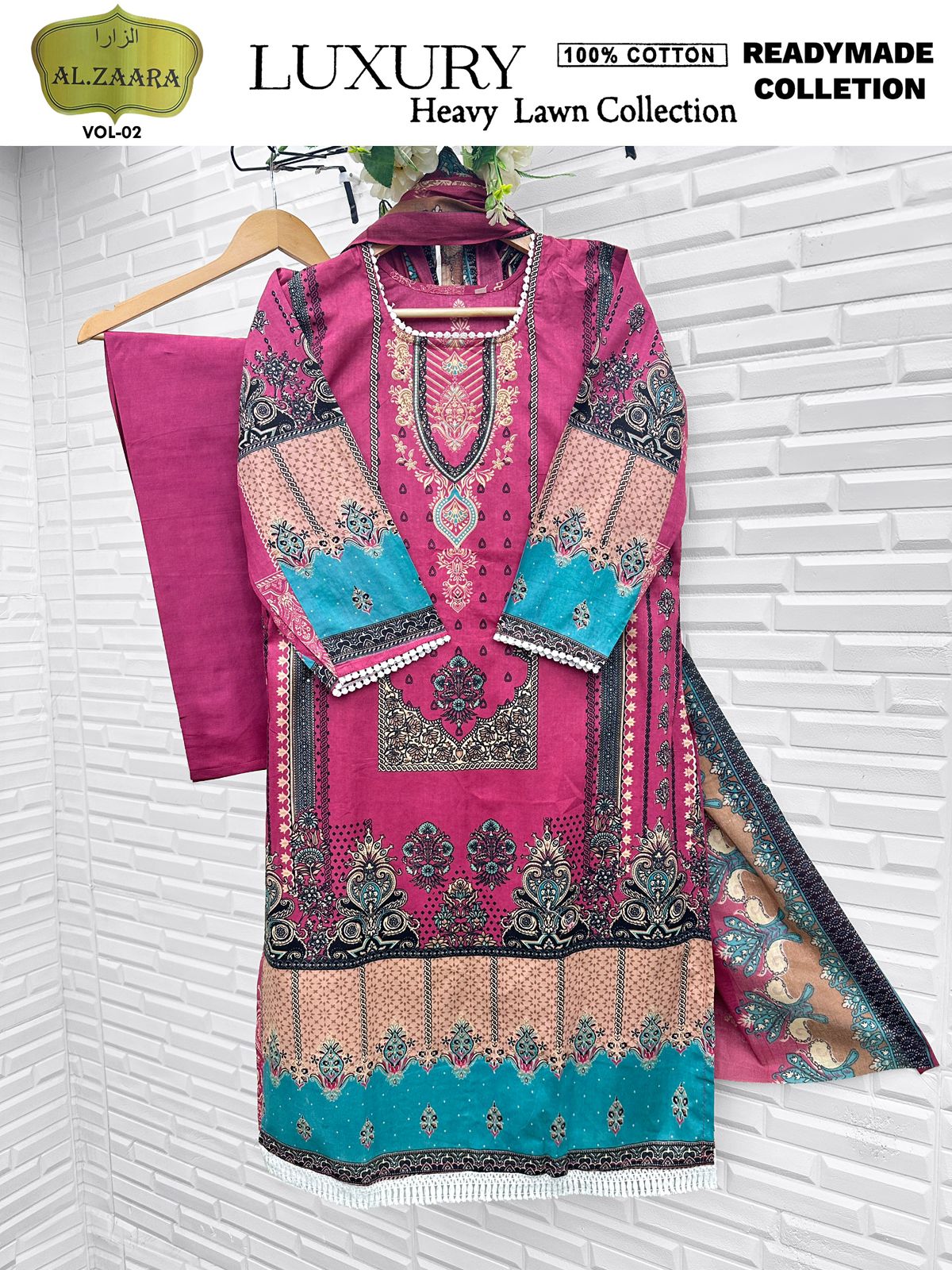 Vol 2 Luxury Heavy Lawn Collection Open Pic Al Zaara Cotton Karachi Readymade Suits Wholesaler India