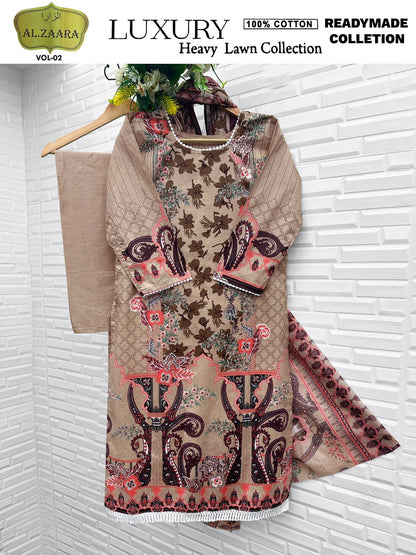 Vol 2 Luxury Heavy Lawn Collection Open Pic Al Zaara Cotton Karachi Readymade Suits Wholesaler India