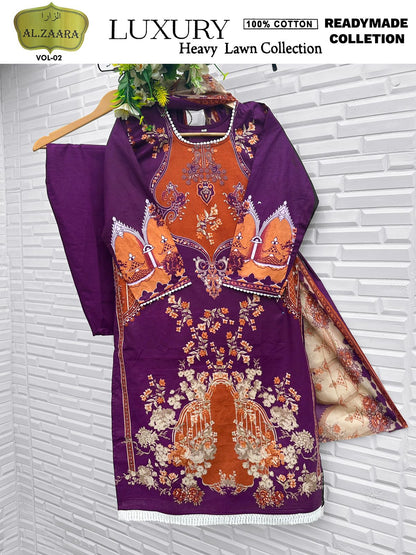 Vol 2 Luxury Heavy Lawn Collection Open Pic Al Zaara Cotton Karachi Readymade Suits Wholesaler India